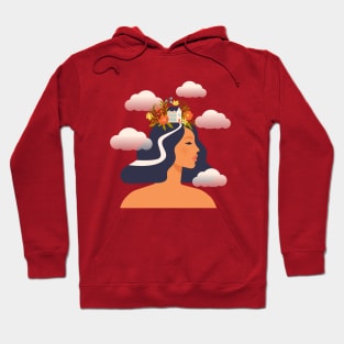 Woman with house and flowers on the head Hoodie